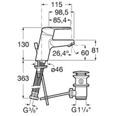 Смеситель для раковины Roca Victoria A5A3E25C0M