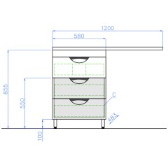 Тумба под раковину Style Line Жасмин 60 3 ящика ЛС-00000644