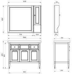 Зеркало ASB-Woodline Гранда 80 орех массив ясеня