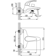 Смеситель для ванны Iddis Leaf LEASB00i02WA