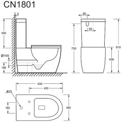 Унитаз Ceramica Nova Mia CN1801 безободковый