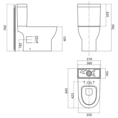 Унитаз BelBagno Steam BB130CPR+BB130T+BB130SC безободковый