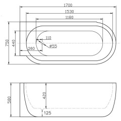 Ванна акриловая BelBagno BB11-1700R