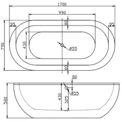 Ванна акриловая BelBagno BB13-1700