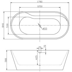 Ванна акриловая BelBagno BB14-NERO-BIA