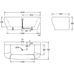 Ванна акриловая BelBagno BB74-1650