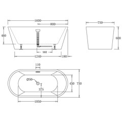 Ванна акриловая BelBagno BB91-1600