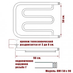 Полотенцесушитель водяной Ника Econ ПМ1 50x90