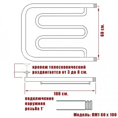 Полотенцесушитель водяной Ника Econ ПМ1 60x100