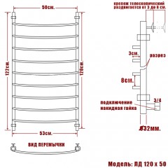 Полотенцесушитель водяной Ника ЛД белый 120x50