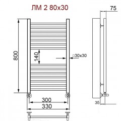 Полотенцесушитель водяной Ника Modern ЛМ 2 с вентилями 80x30