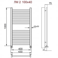 Полотенцесушитель водяной Ника Modern ЛМ 2 с вентилями 80x40