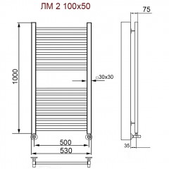 Полотенцесушитель водяной Ника Modern ЛМ 2 с вентилями 100x40