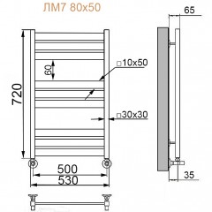 Полотенцесушитель водяной Ника Modern ЛМ 7 черный матовый 80x50