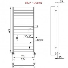 Полотенцесушитель водяной Ника Modern ЛМ 7 черный матовый 100x50