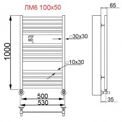 Полотенцесушитель водяной Ника Modern ЛМ 6 черный 100x50