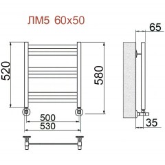 Полотенцесушитель водяной Ника Modern ЛМ 5 черный Люкс 60x50