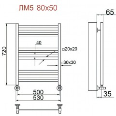 Полотенцесушитель водяной Ника Modern ЛМ 5 черный Люкс 60x50