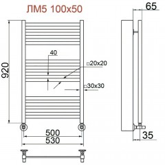 Полотенцесушитель водяной Ника Modern ЛМ 5 черный Люкс 100x50