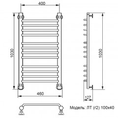 Полотенцесушитель водяной Ника ЛТ (г2) 100x40