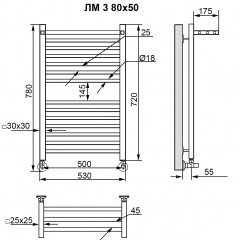 Полотенцесушитель водяной Ника Modern ЛМ 3 80x50