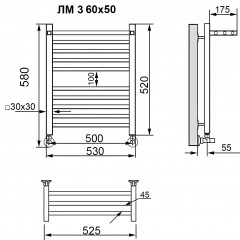 Полотенцесушитель водяной Ника Modern ЛМ 3 80x50