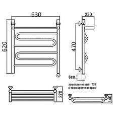 Полотенцесушитель электрический Ника ЛZ/ВП 60x60