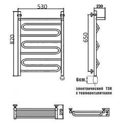 Полотенцесушитель электрический Ника ЛZ/ВП 80x50