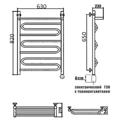 Полотенцесушитель электрический Ника ЛZ/ВП 80x60