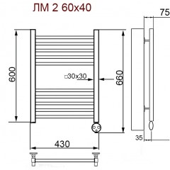 Полотенцесушитель электрический Ника Modern ЛМ 2 хром масляный 60x40