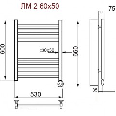 Полотенцесушитель электрический Ника Modern ЛМ 2 хром масляный 60x50