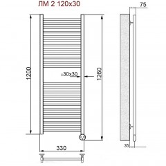 Полотенцесушитель электрический Ника Modern ЛМ 2 хром масляный 120x30