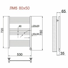 Полотенцесушитель электрический Ника Modern ЛМ 5 белый масляный 100x50