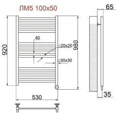 Полотенцесушитель электрический Ника Modern ЛМ 5 черный масляный 100x50