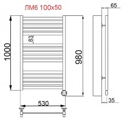 Полотенцесушитель электрический Ника Modern ЛМ 6 белый масляный 100x50