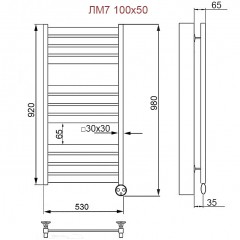 Полотенцесушитель электрический Ника Modern ЛМ 7 черный масляный 100x50