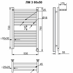 Полотенцесушитель электрический Ника Modern ЛМ 3 хром масляный 60x40