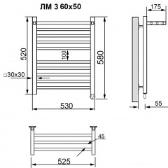 Полотенцесушитель электрический Ника Modern ЛМ 3 хром масляный 60x50