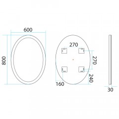 Зеркало Misty Неон 4 LED 60x80 сенсор на зеркале П-Нео060080-4ОВСНЗ