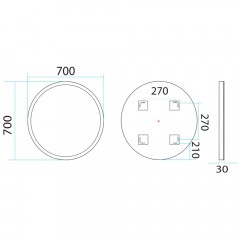 Зеркало Misty Неон 5 LED 70x70 сенсор на зеркале П-Нео070070-5КРСНЗ