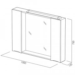 Зеркальный шкаф BelBagno Marino 100 bianco lucido MARINO-SPC-1000/750-2A-BL-P