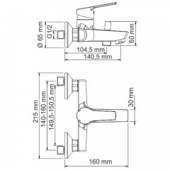 Смеситель для ванны WasserKRAFT Rhin 4401