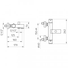 Смеситель для ванны Palazzani Digit 96115910 термостат