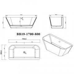 Ванна акриловая BelBagno BB19-1700-800