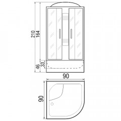 Душевая кабина River Nara Light 90/44 МТ с поддоном