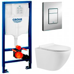 Инсталляция Grohe Rapid SL 38772001 + унитаз Meer MR-2100 безободковый с сиденьем