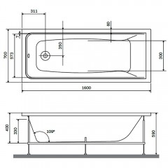 Каркас для ванны Am.Pm Gem W90A-160-070W-R