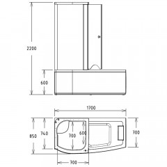 Ванна акриловая Gemy G8040 C L