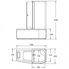 Ванна акриловая Gemy G8040 C R