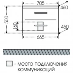 Тумба с раковиной СаНта Виктория new 70 подвесная